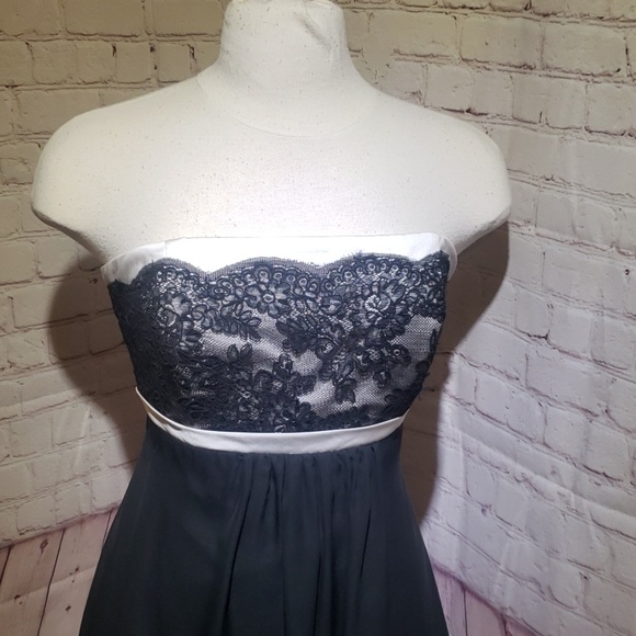 Bridesmaid dress black and white with lace - Picture 2 of 4